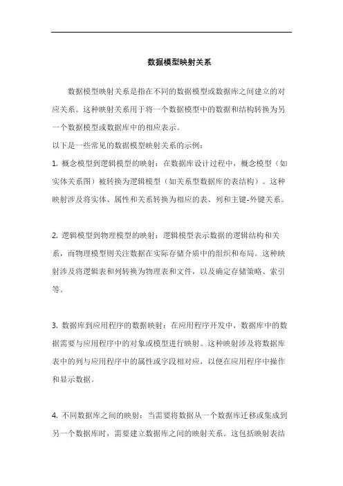 数据模型映射关系