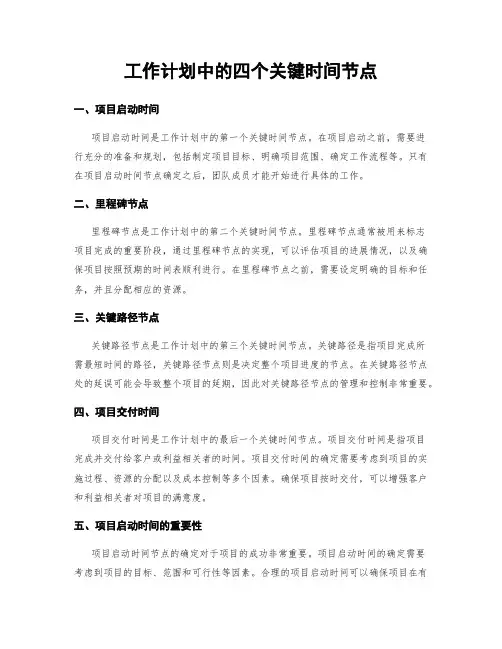 工作计划中的四个关键时间节点