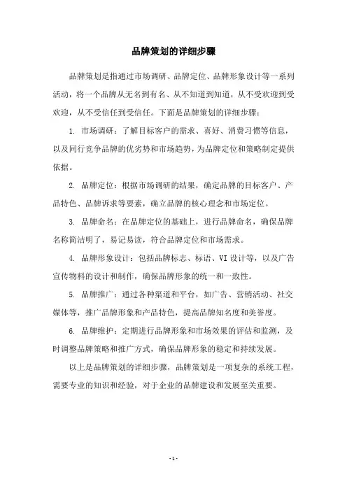品牌策划的详细步骤