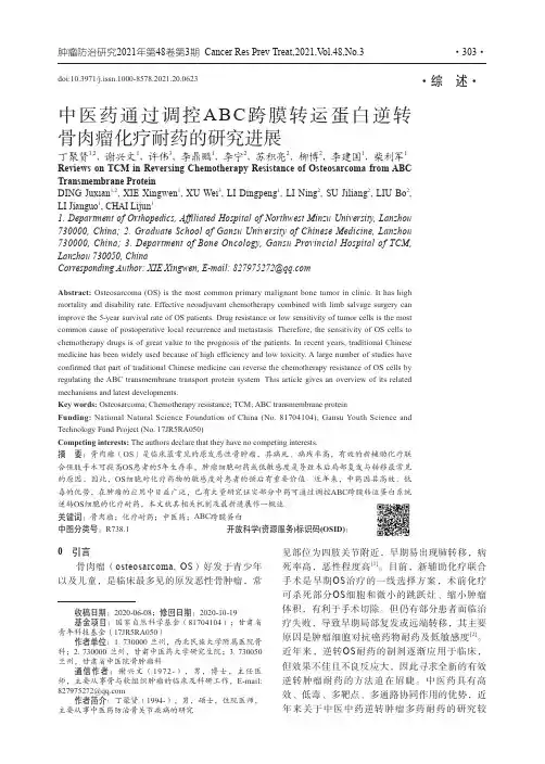 中医药通过调控ABC跨膜转运蛋白逆转骨肉瘤化疗耐药的研究进展