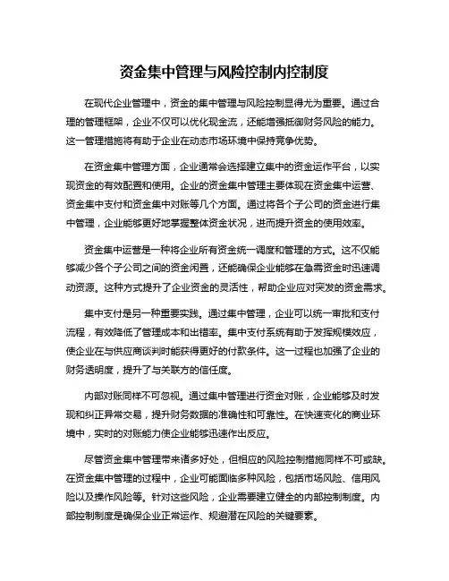 资金集中管理与风险控制内控制度
