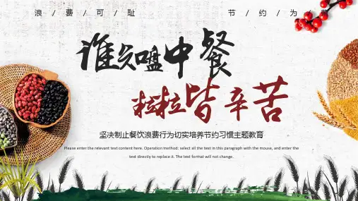 专题课件坚决制止餐饮浪费切实培养节约习惯主题教育PPT模板