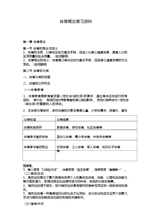 体育概论复习资料
