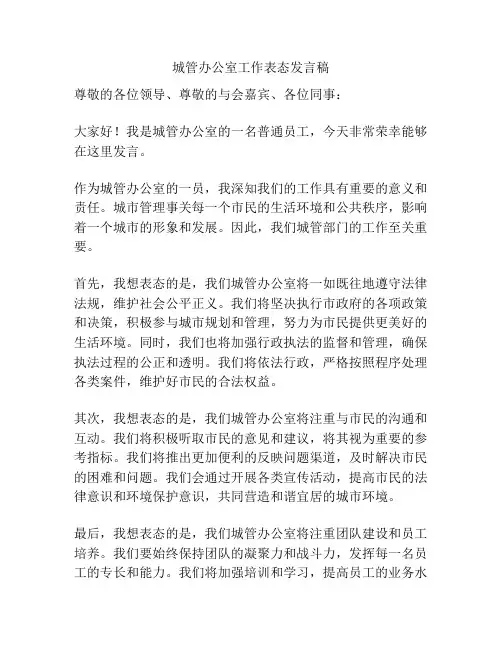 城管办公室工作表态发言稿