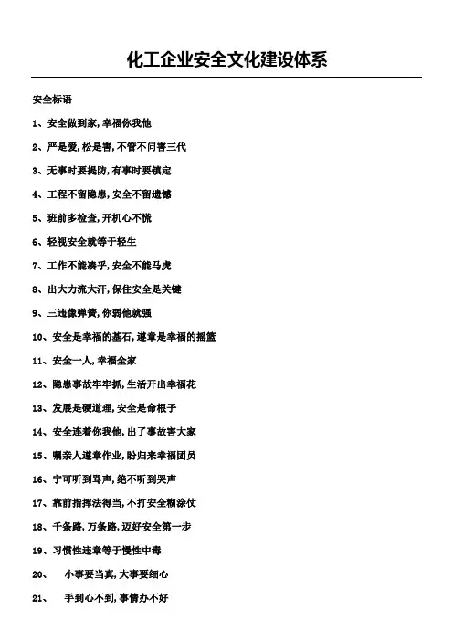 化工企业安全文化建设体系及标语