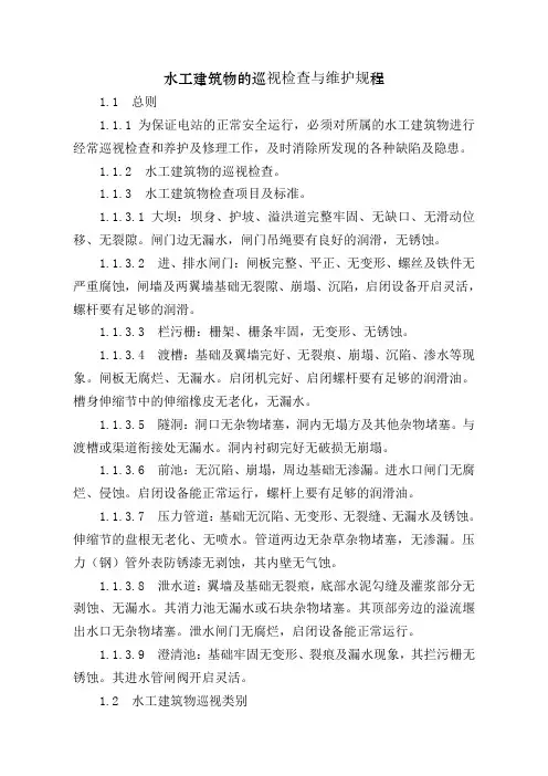 水工建筑物的巡视检查与维护规程