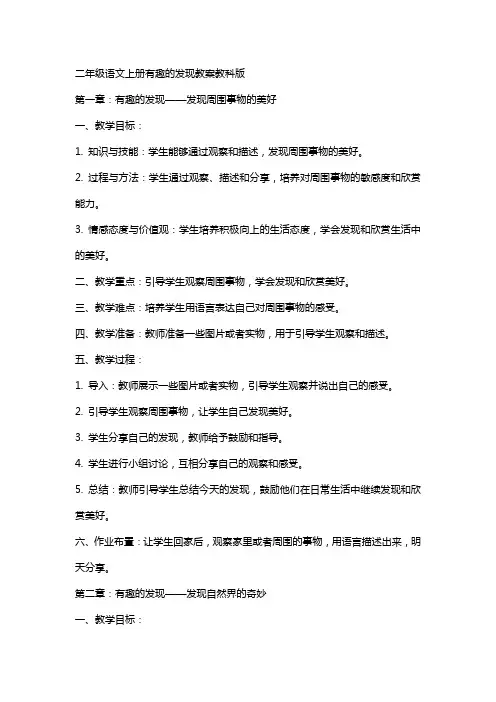 二年级语文上册有趣的发现教案教科版