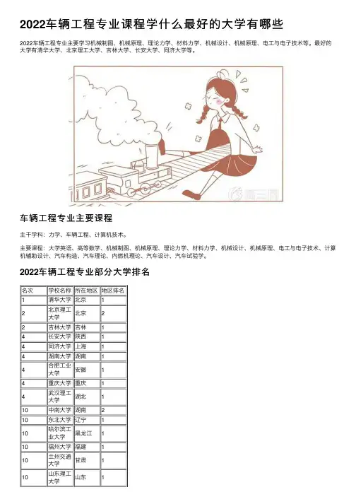 2022车辆工程专业课程学什么最好的大学有哪些