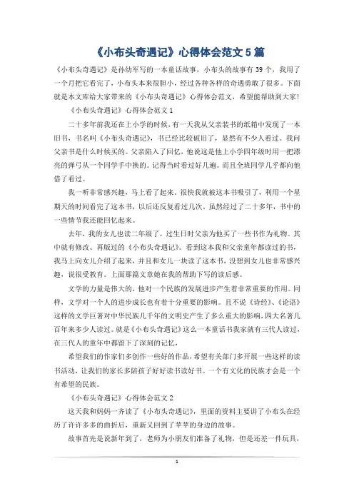 《小布头奇遇记》心得体会范文5篇
