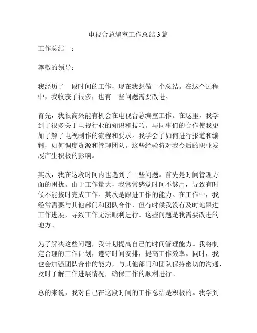 电视台总编室工作总结3篇