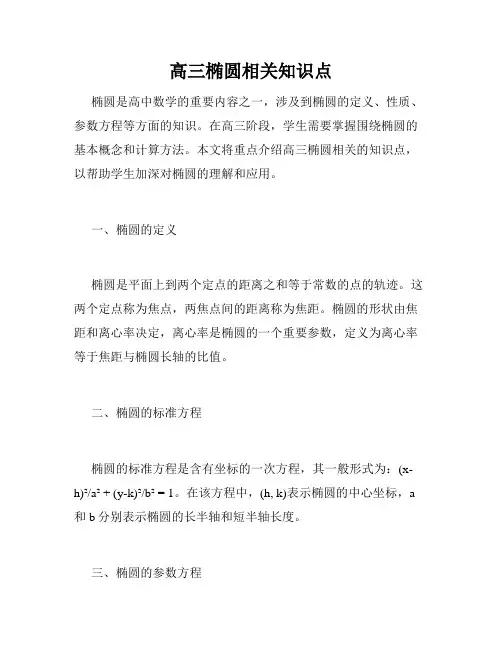 高三椭圆相关知识点