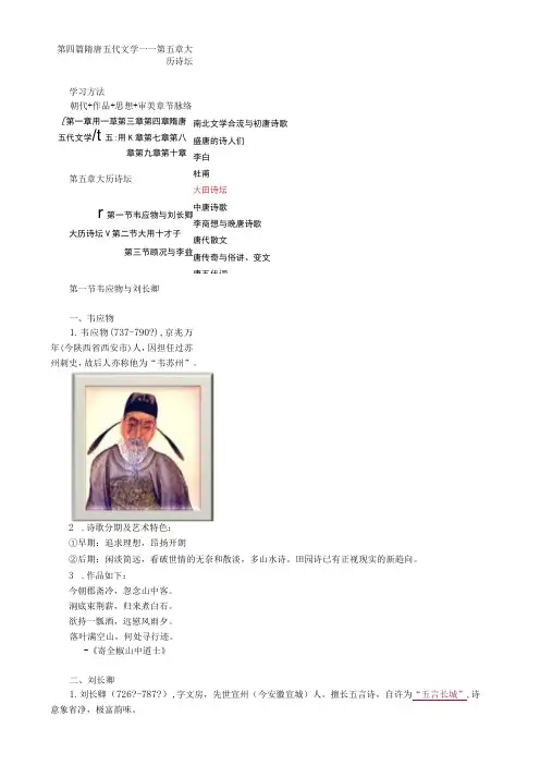 第四篇隋唐五代文学——第五章大历诗坛