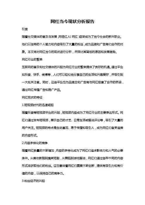 网红当今现状分析报告