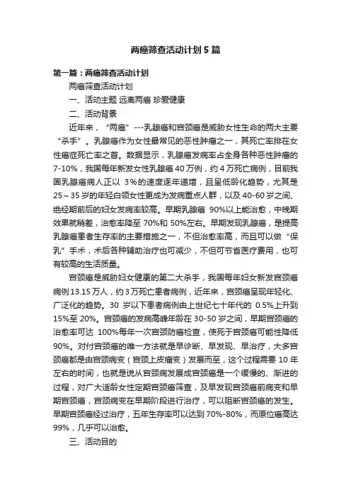 两癌筛查活动计划5篇