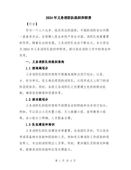 2024年义务消防队组织和职责