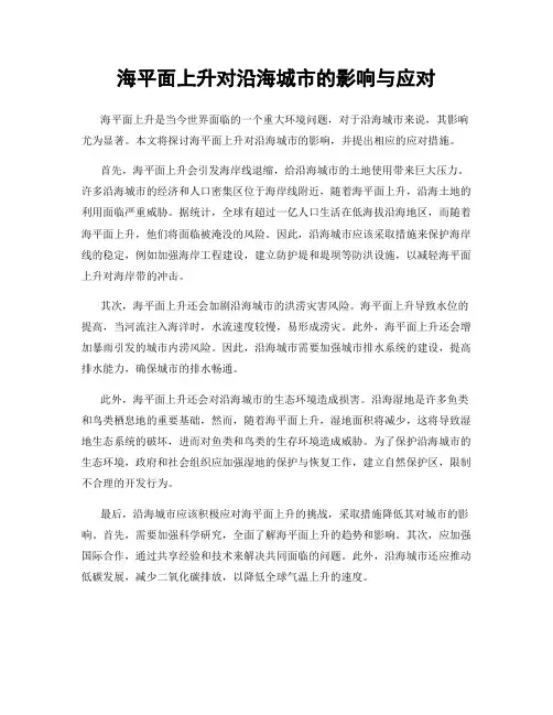 海平面上升对沿海城市的影响与应对
