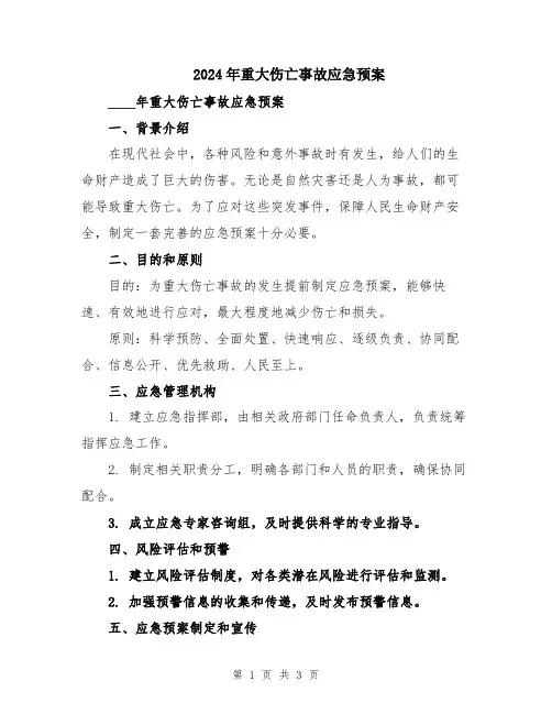 2024年重大伤亡事故应急预案
