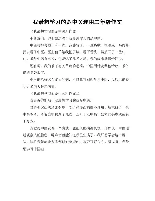 我最想学习的是中医理由二年级作文