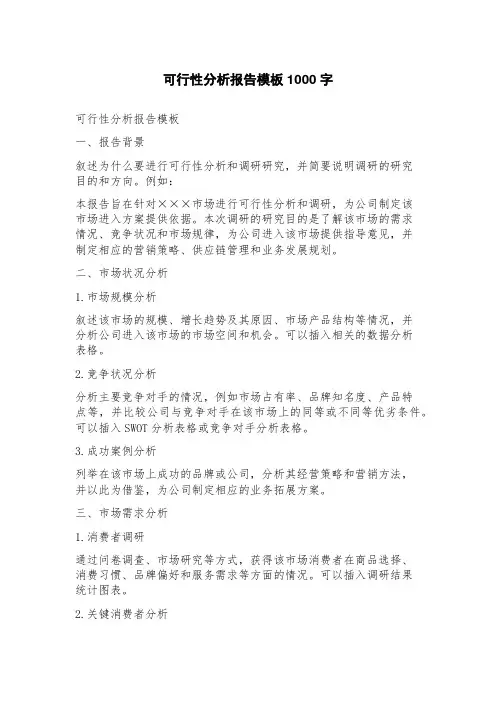 可行性分析报告模板