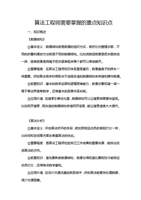 算法工程师需要掌握的重点知识点