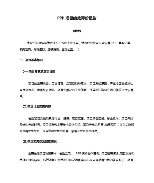 ppp项目绩效评价报告
