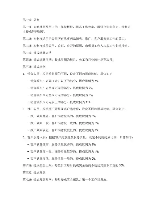 药品员工提成管理制度