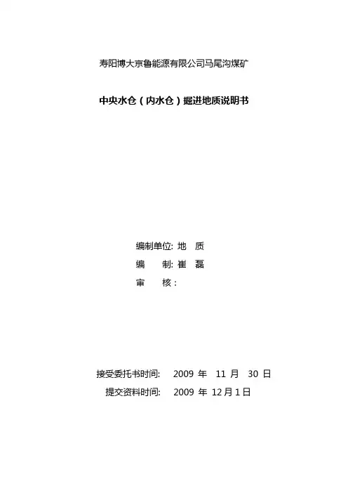 中央水仓(内水仓)掘进地质说明书