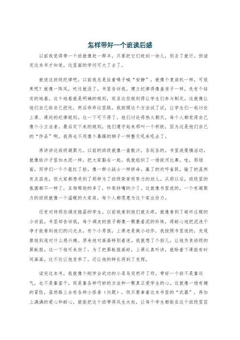 怎样带好一个班读后感