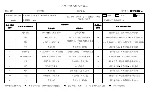特殊特性清单