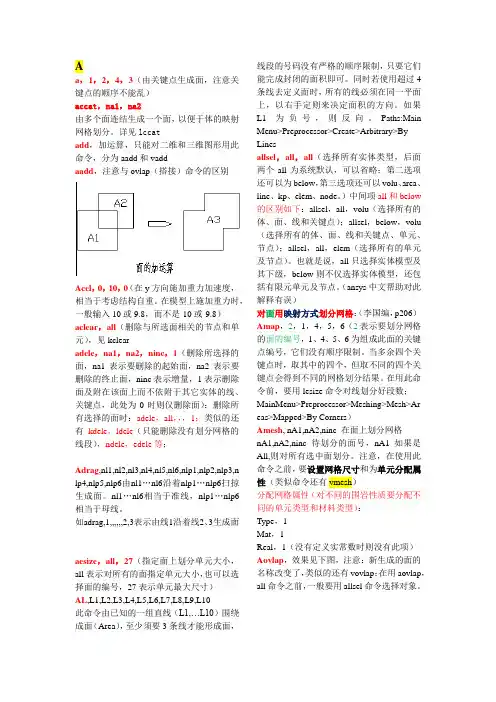 (完整版)ANSYS的最常用的命令解释