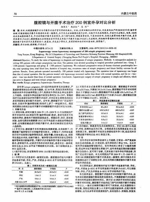 腹腔镜与开腹手术治疗200例宫外孕对比分析