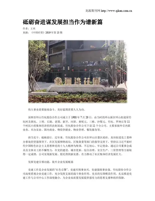 砥砺奋进谋发展担当作为谱新篇