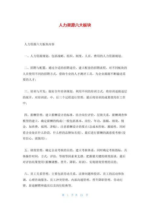 人力资源六大板块