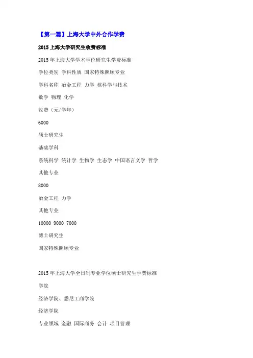 上海大学中外合作学费