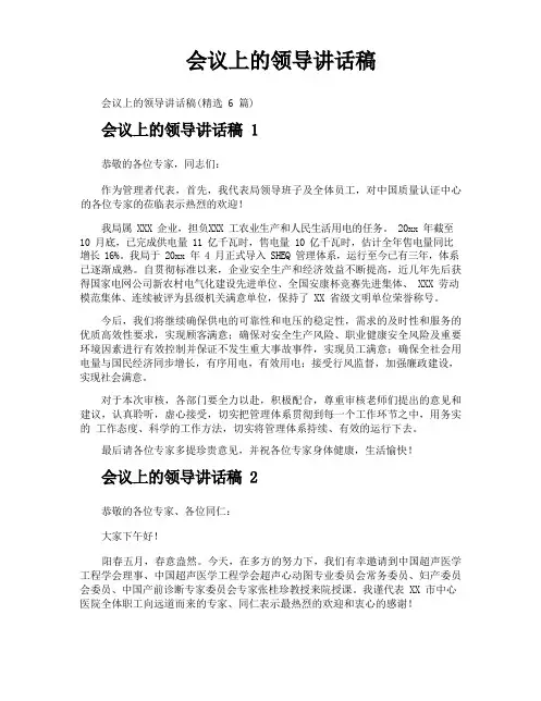 会议上的领导讲话稿