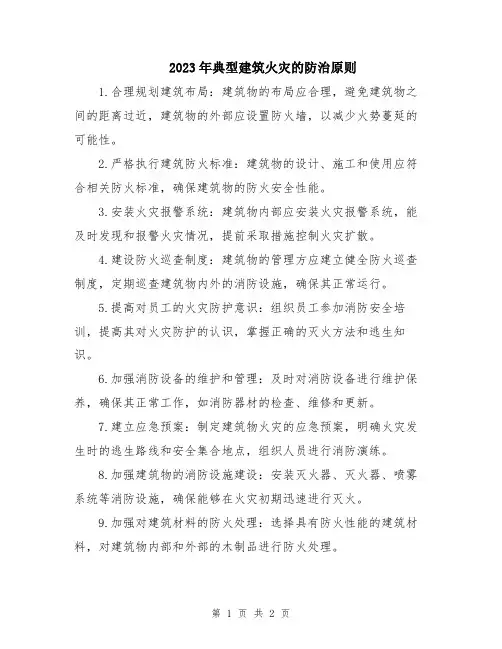 2023年典型建筑火灾的防治原则