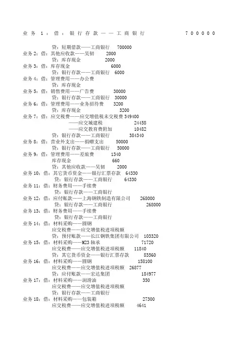 会计综合模拟实训答案