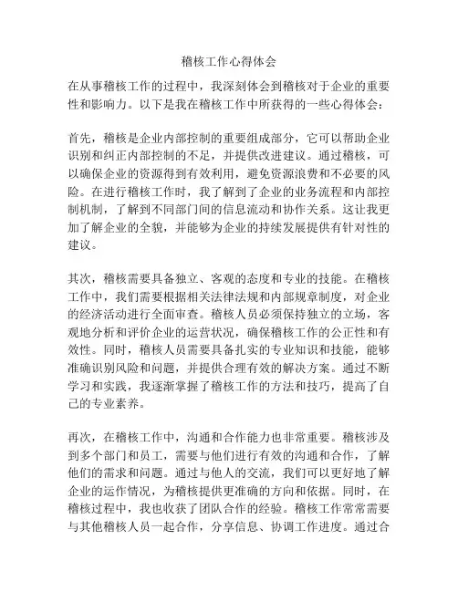 稽核工作心得体会