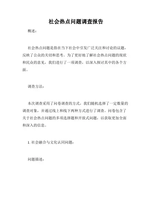 社会热点问题调查报告
