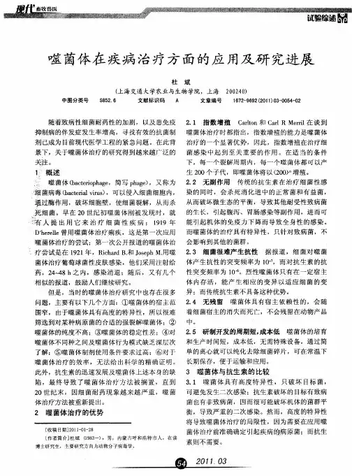 噬菌体在疾病治疗方面的应用及研究进展