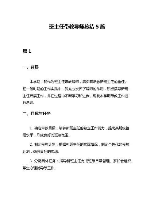 班主任带教导师总结5篇