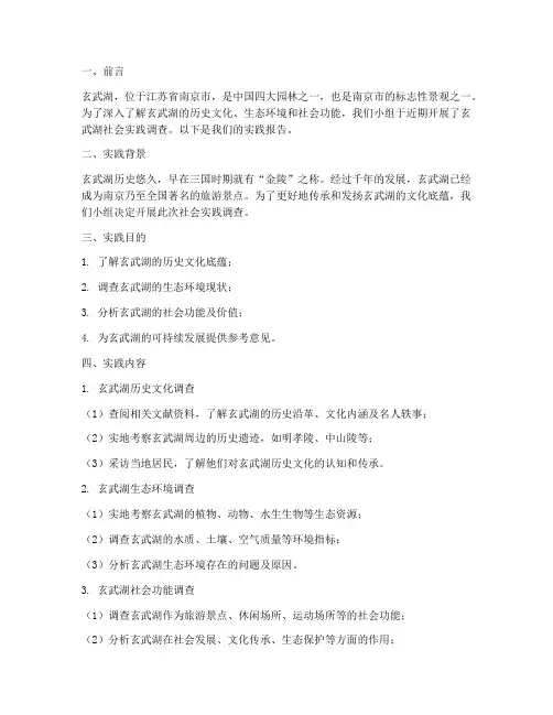 玄武湖社会实践报告
