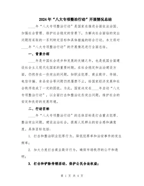 2024年“八大专项整治行动”开展情况总结