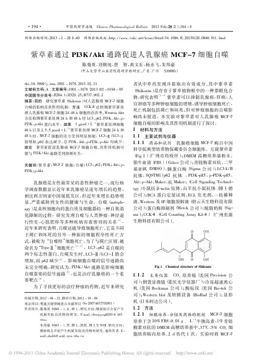 紫草素通过PI3K_Akt通路促进人乳腺癌MCF_7细胞自噬_陈菊英