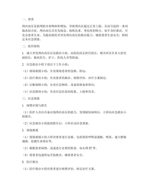 突发颅内高压的应急预案