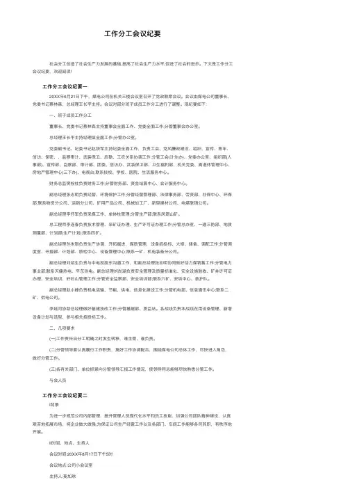 工作分工会议纪要