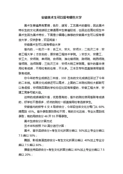 安徽美术生可以报考哪些大学