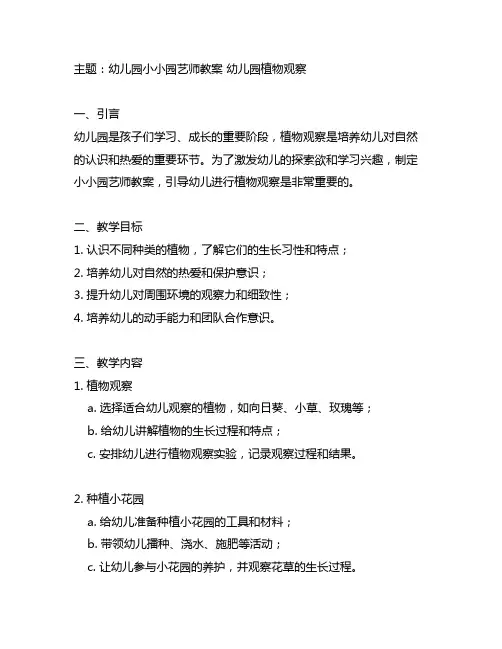 幼儿园小小园艺师教案 幼儿园植物观察