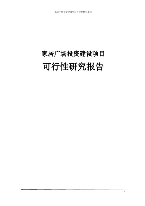 家居广场投资建设项目可行性研究报告