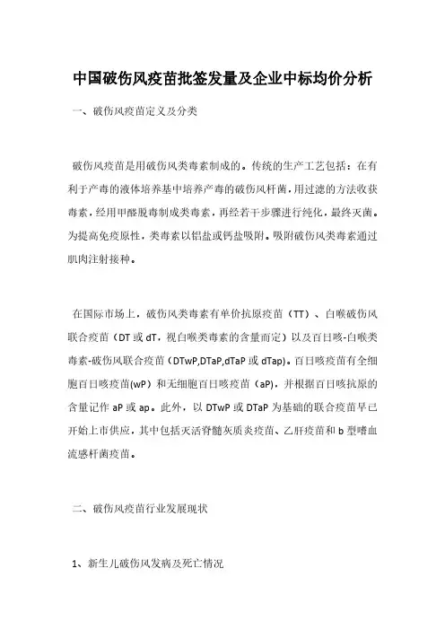 中国破伤风疫苗批签发量及企业中标均价分析